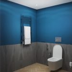 Синий и серый цвет в отделке туалета