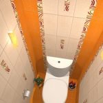 Сочетание белой и оранжевой плитки в оформлении туалета