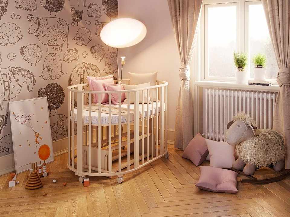 Интерьер с детской кроваткой