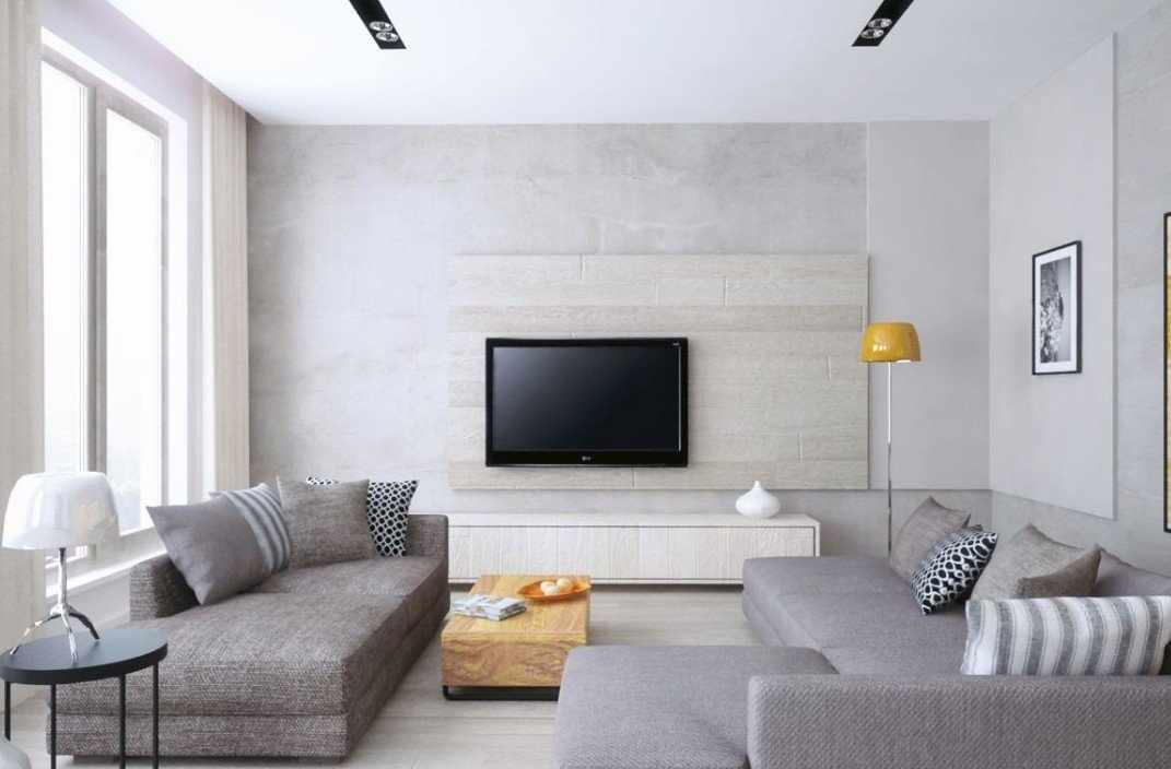 Серый диван в современном интерьере