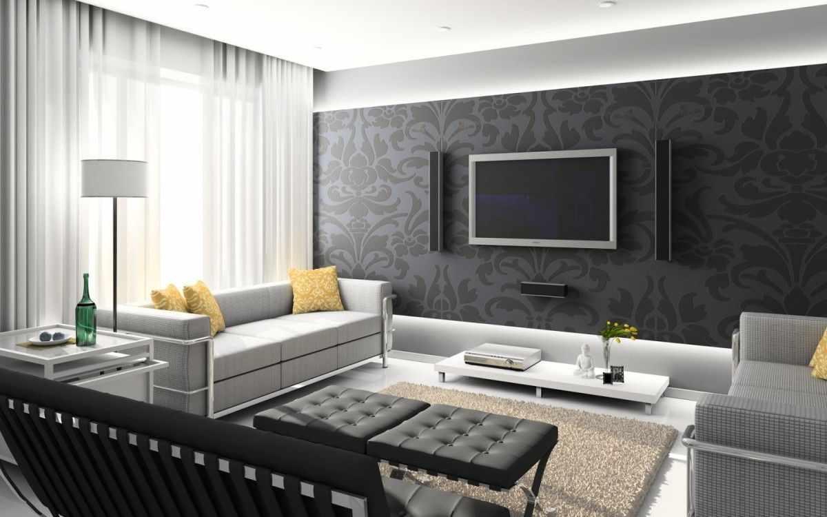 Светло-серый диван в гостиной