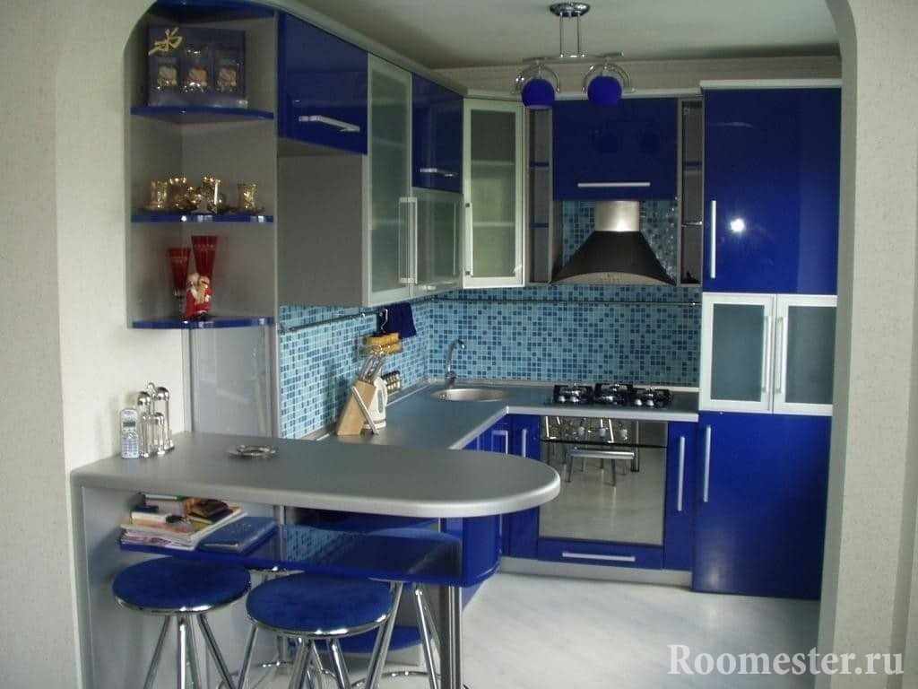 Сине-серая кухня