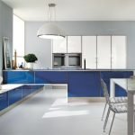 Синяя кухня в стиле минимализм