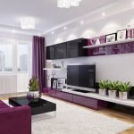Фиолетовые шторы в гостиной
