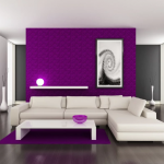 Фиолетовая стена в гостиной