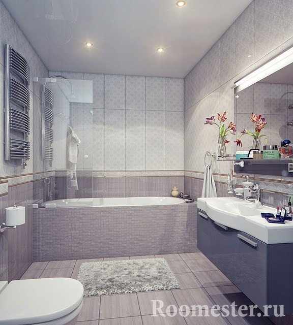 Сиреневая ванная комната
