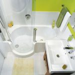 Дизайн ванной в салатово-белом цвете