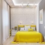 Желтый текстиль в спальне