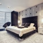 Черно-серая спальня в классическом стиле