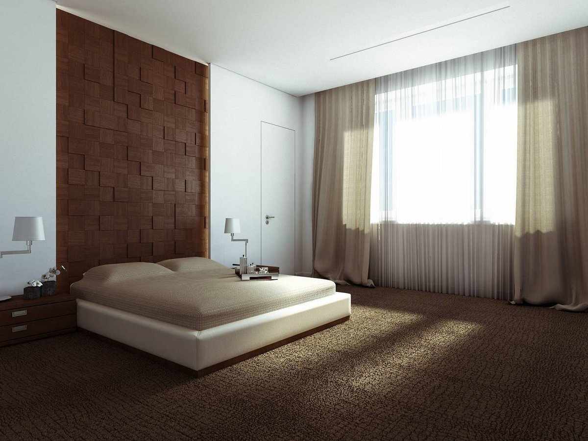 Бежевый и коричневый в дизайне спальни