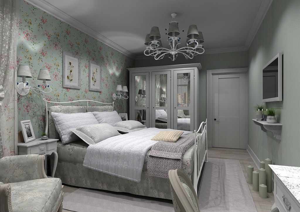 Спальня в стиле прованс в серых тонах