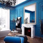 Бело-синий интерьер комнаты