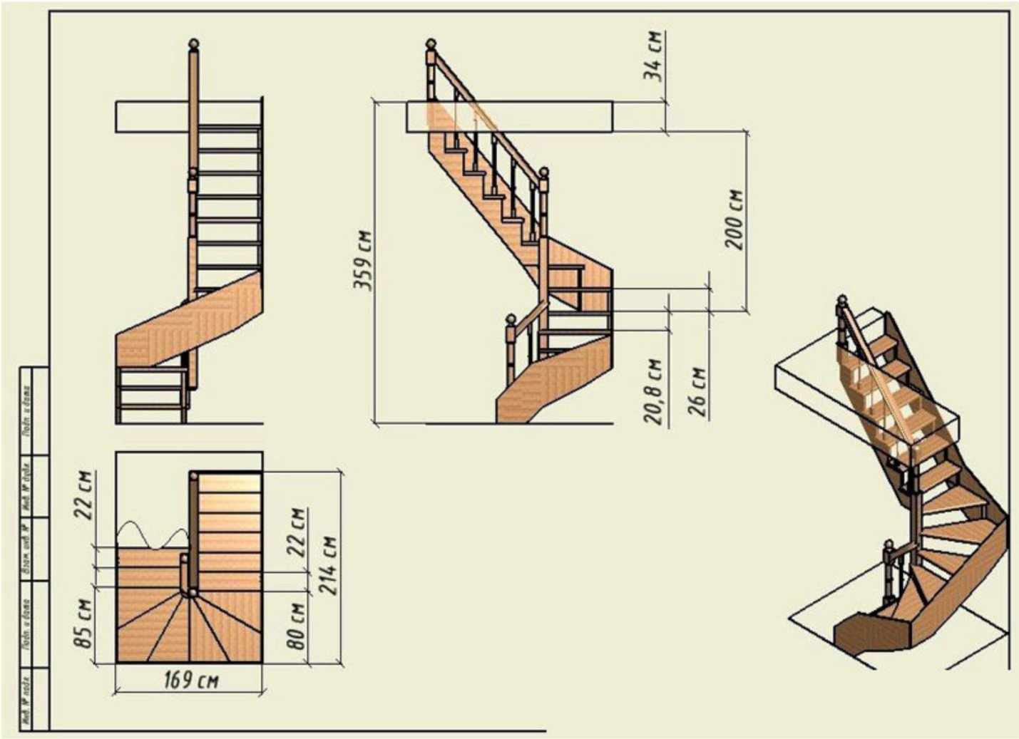 Размеры винтовой лестницы
