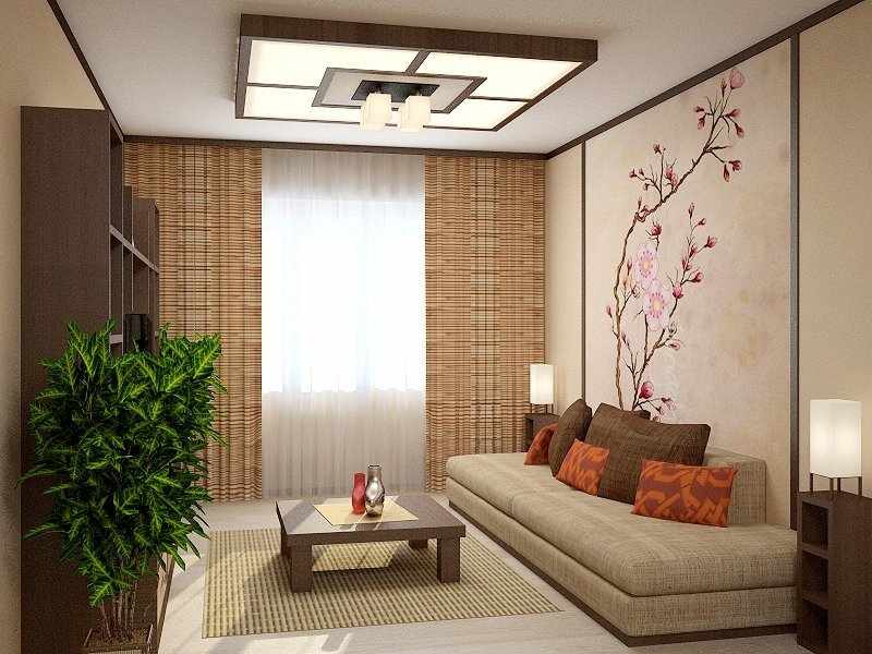 Интерьер гостиной в японском стиле