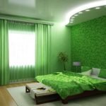 Коричневый и зеленый в интерьере спальни